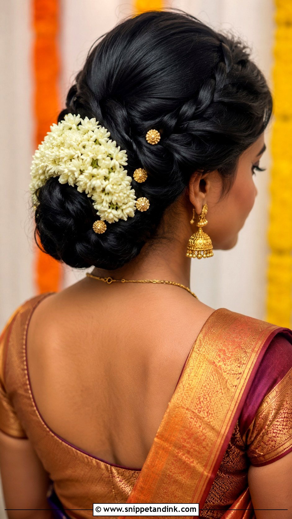 South Indian Bridal Braided Bun - Snippet and Ink - 15 Simple South Indian Bridal Hairstyles