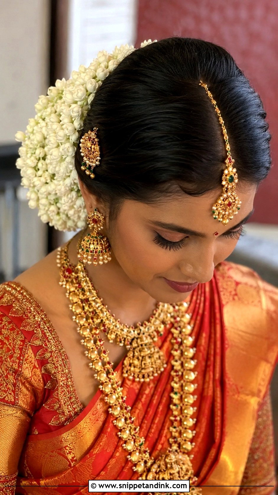 South Indian Bridal Bun For Medium Hair - Snippet and Ink - 20 Indian Wedding Hair Buns for Medium Hair