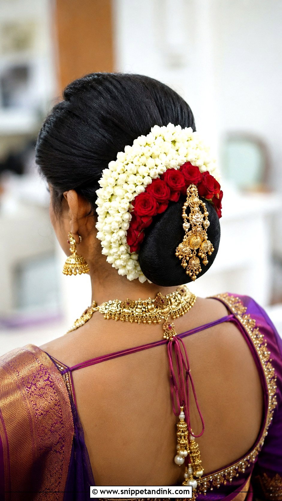 South Indian Bridal Bun For Silk Saree - Snippet and Ink - 15 South Indian Bride Bun Hairstyle Ideas