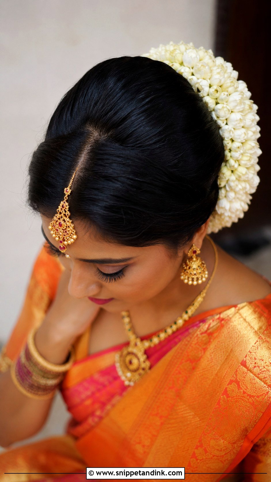 South Indian Bridal Bun With Gajra - Snippet and Ink - 15 South Indian Bride Bun Hairstyle Ideas