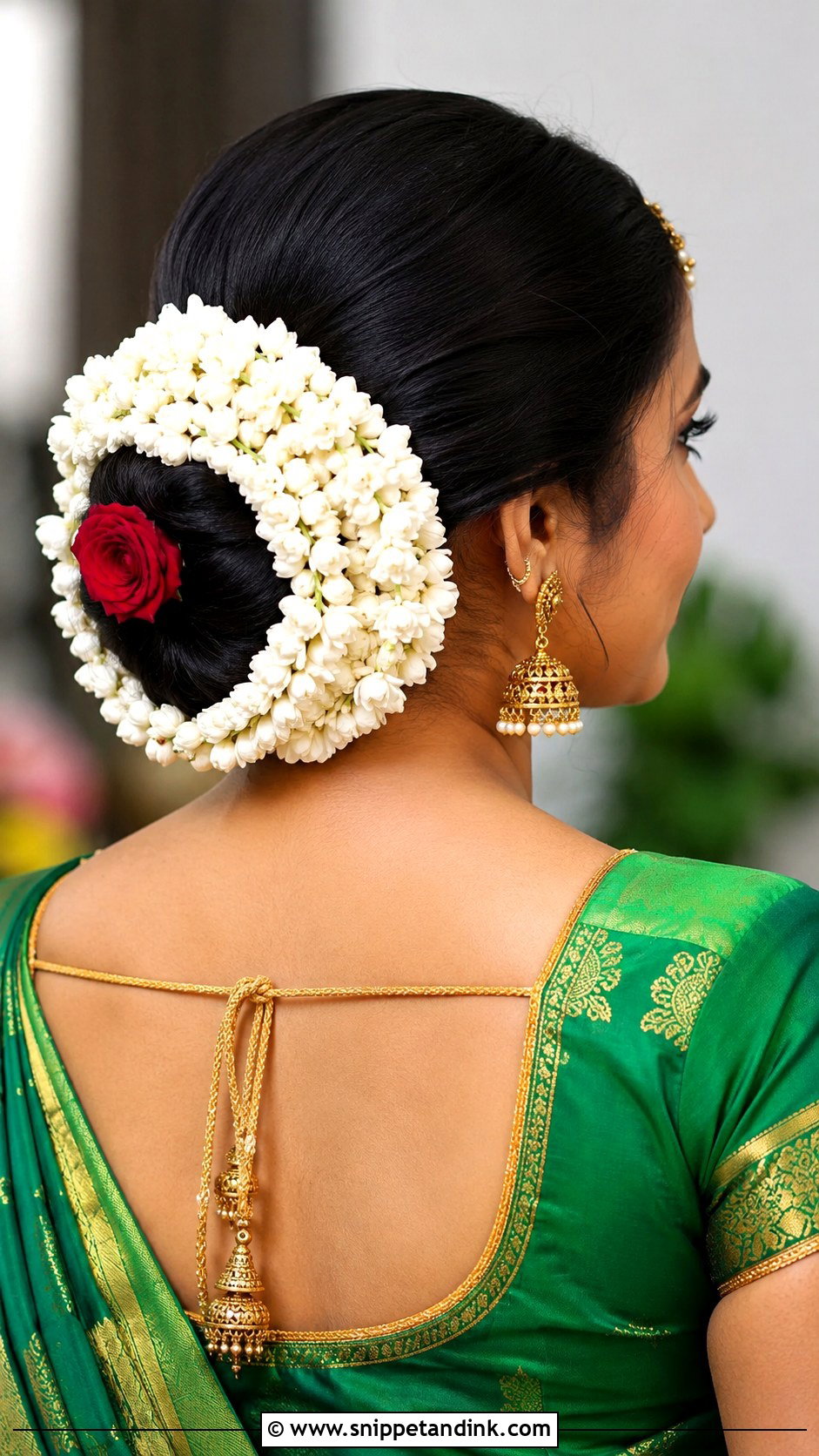 South Indian Bridal Bun With Gajra - Snippet and Ink - 25 Tamil Bride Hairstyle Ideas
