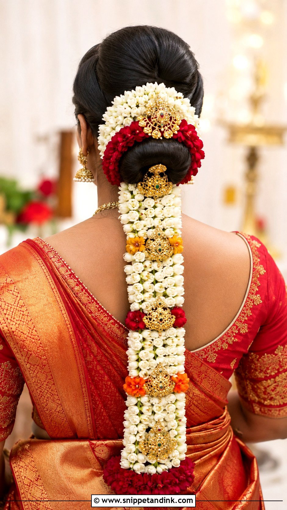 South Indian Bridal Bun With Poola Jada - Snippet and Ink - 15 South Indian Bride Bun Hairstyle Ideas