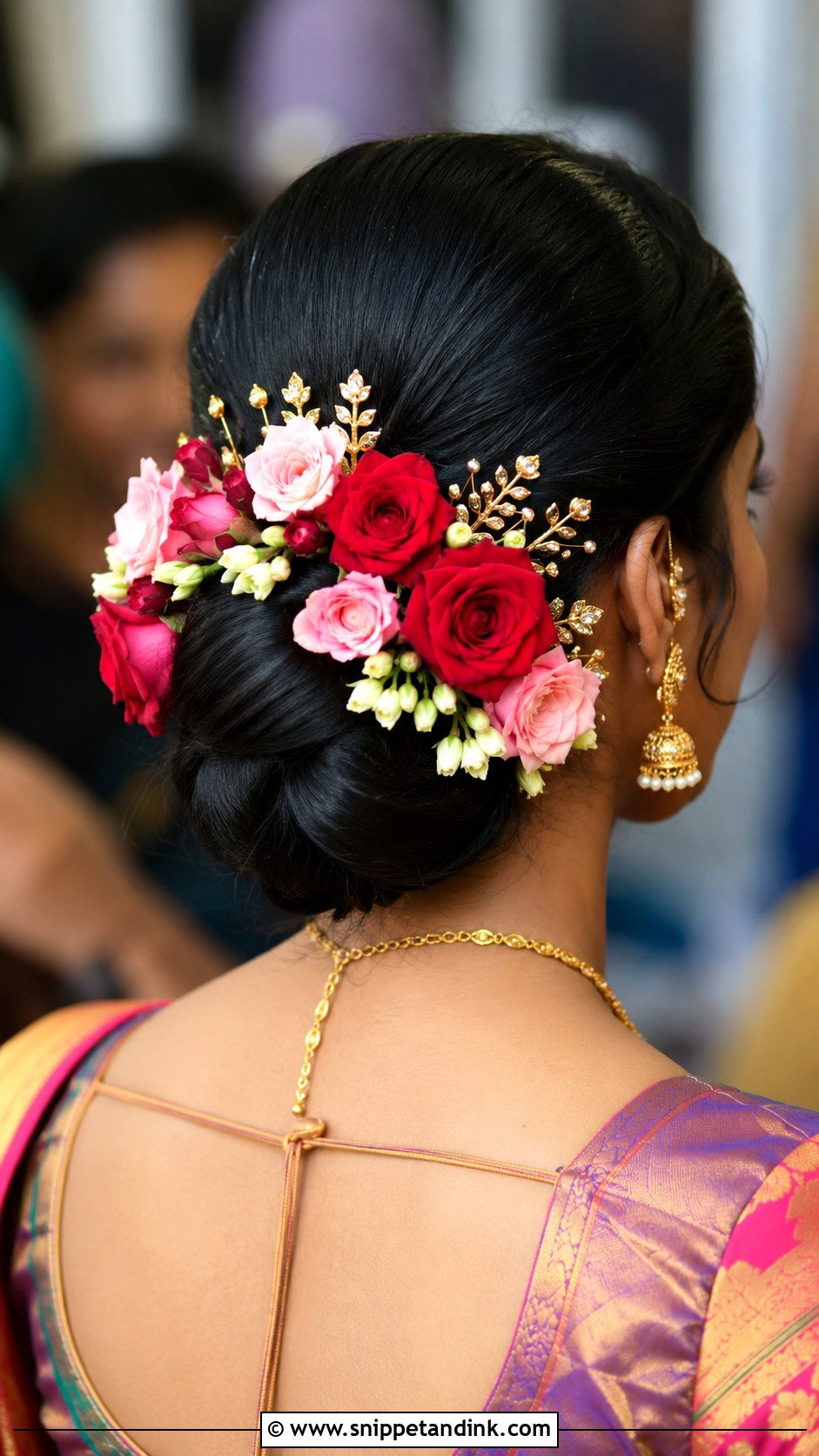 South Indian Bridal Bun With Roses - Snippet and Ink - 15 Simple South Indian Bridal Hairstyles