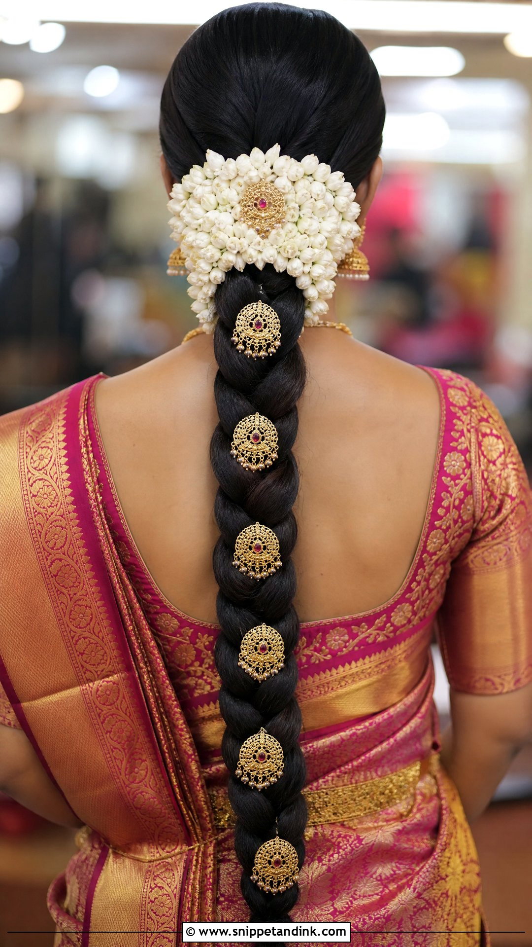 South Indian Bridal Gajra Braid - Snippet and Ink - 15 Bridal Gajra Hairstyle Ideas