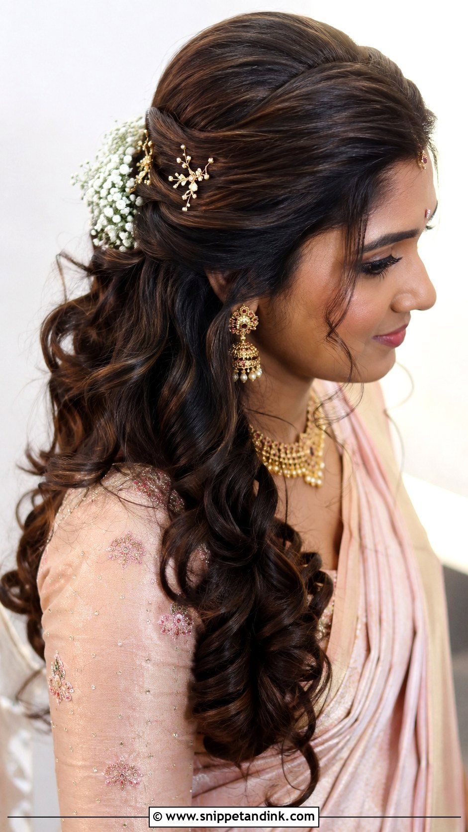 South Indian Bridal Half Up Hairstyle - Snippet and Ink - 15 South Bridal Hairstyle Ideas