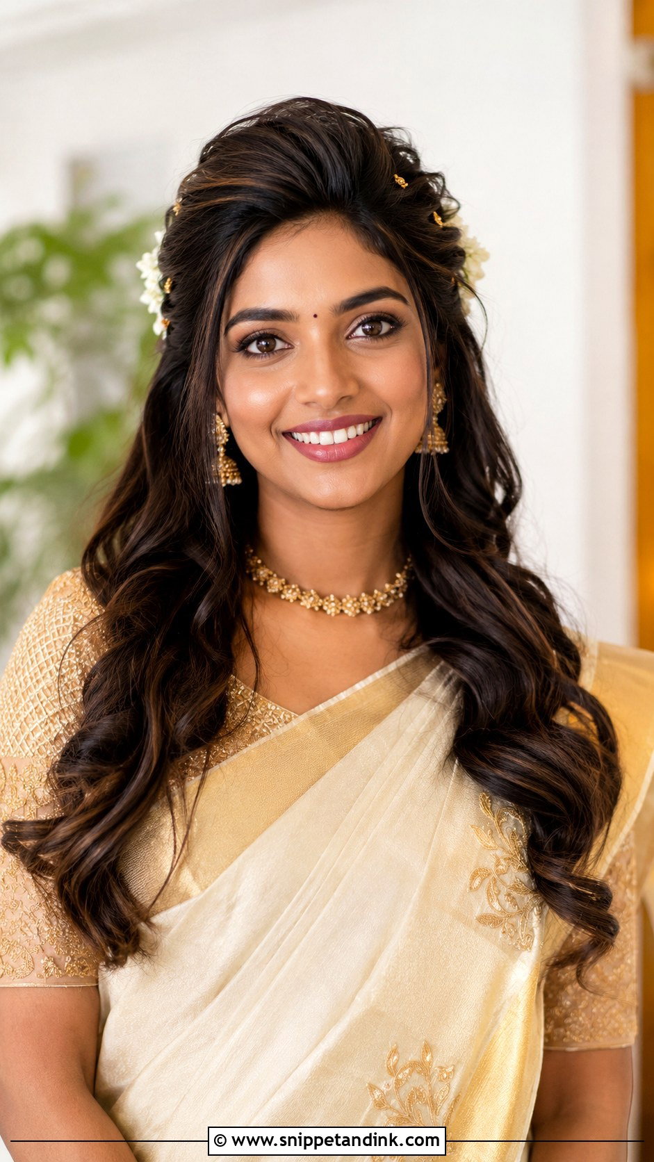 South Indian Bridal Half Up Hairstyle - Snippet and Ink - 15 South Indian Bridal Hairstyle Ideas