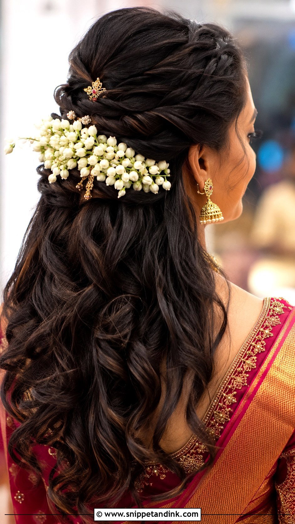 South Indian Bridal Half Up Hairstyle - Snippet and Ink - 15 Simple South Indian Bridal Hairstyles