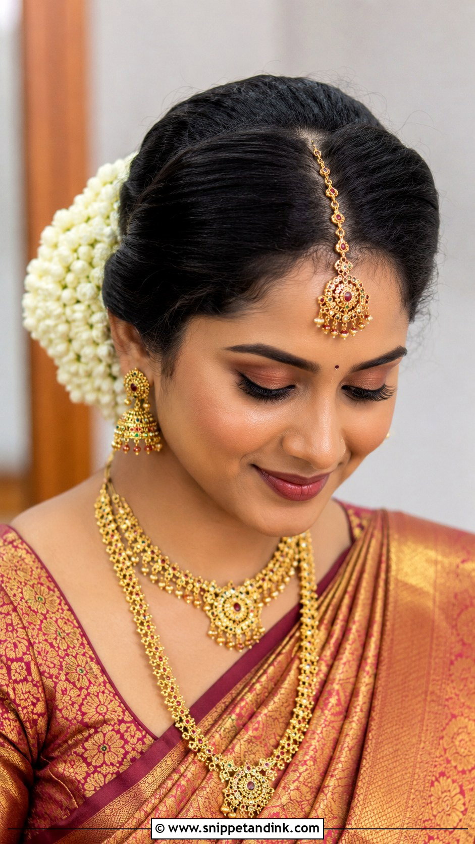 South Indian Bridal Jasmine Bun - Snippet and Ink - 15 South Bridal Hairstyle Ideas