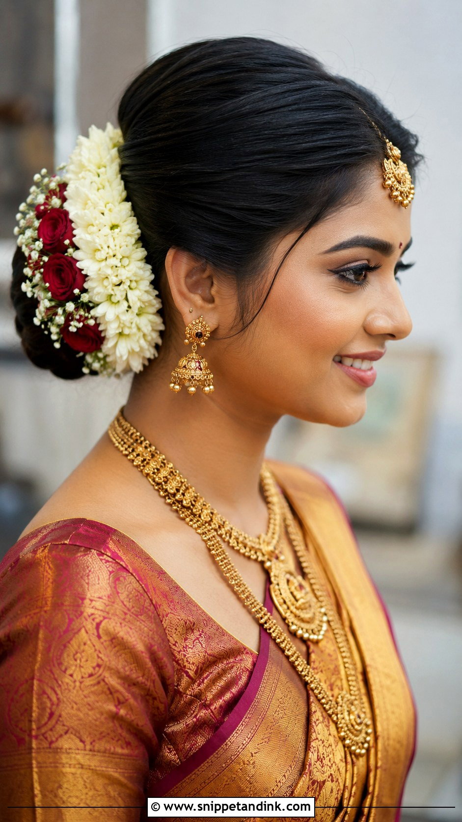 South Indian Bridal Low Bun - Snippet and Ink - 15 South Bridal Hairstyle Ideas