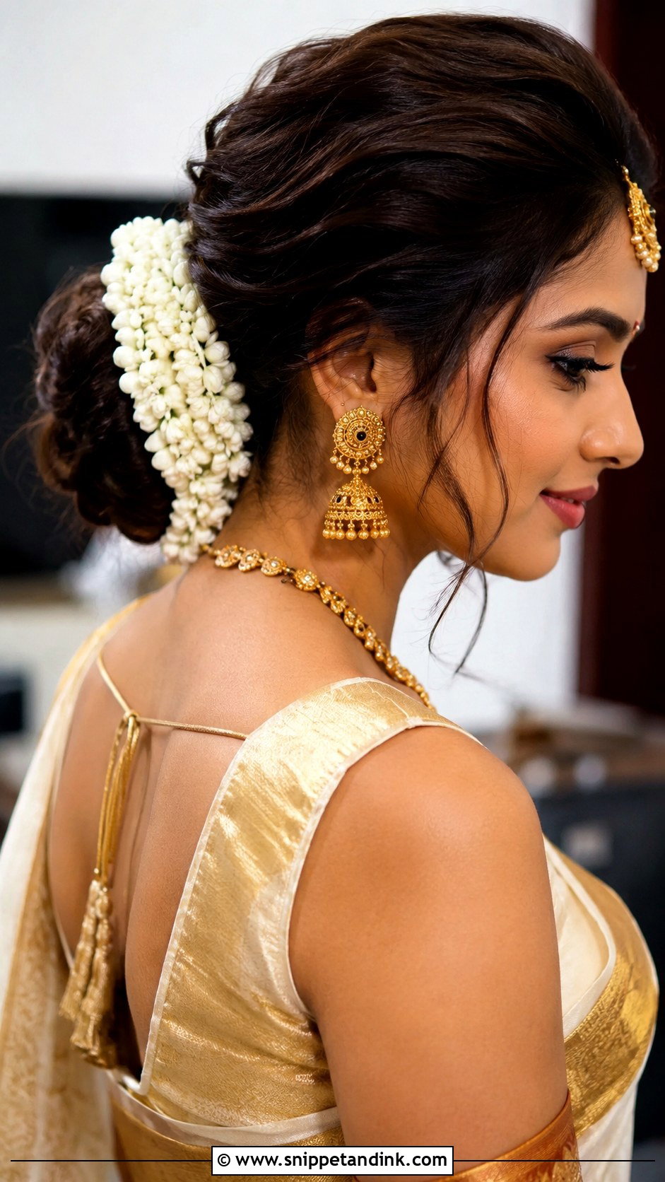 South Indian Bridal Low Bun - Snippet and Ink - 15 South Indian Bride Bun Hairstyle Ideas