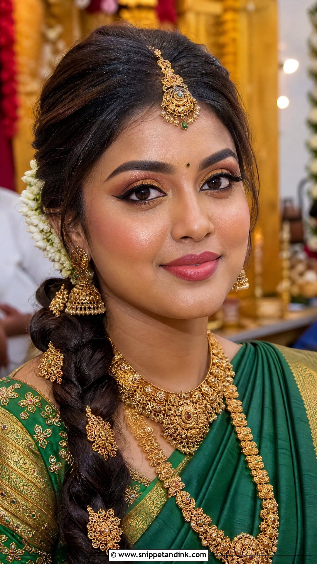 South Indian Bridal Makeup With Gold Eyeshadow - Snippet and Ink - 25 South Indian Bridal Makeup Ideas