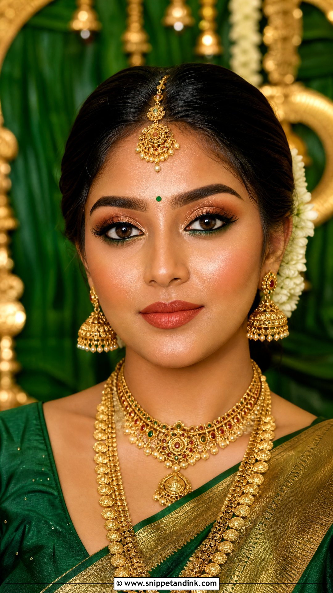 South Indian Bridal Makeup With Green Saree - Snippet and Ink - 25 South Indian Bridal Makeup Ideas