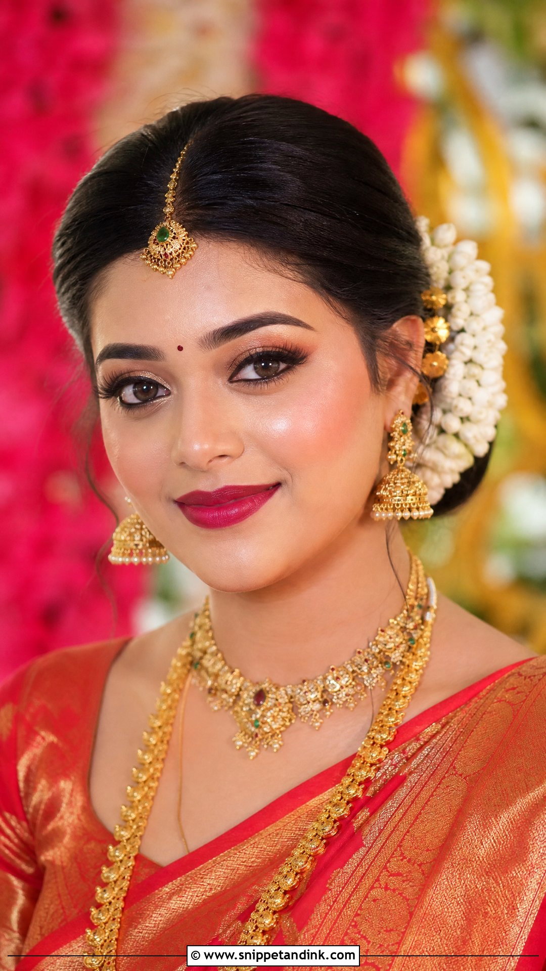 South Indian Bridal Makeup With Jasmine Bun - Snippet and Ink - 25 South Indian Bridal Makeup Ideas