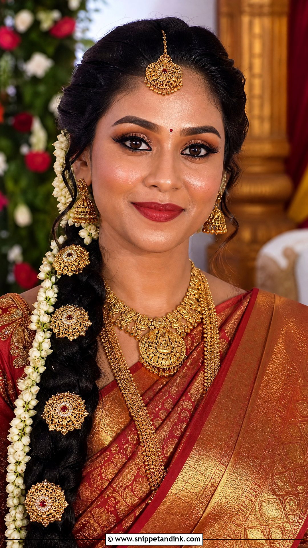 South Indian Bridal Makeup With Long Braid - Snippet and Ink - 20 Indian Wedding Makeup Bridal Looks Hair Styles Asian Bride