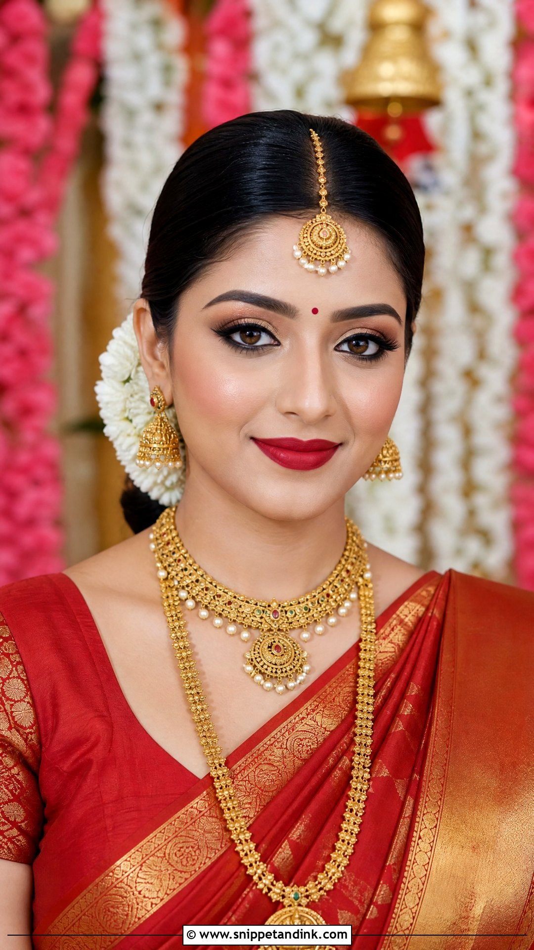South Indian Bridal Makeup With Red Lipstick - Snippet and Ink - 25 South Indian Bridal Makeup Ideas