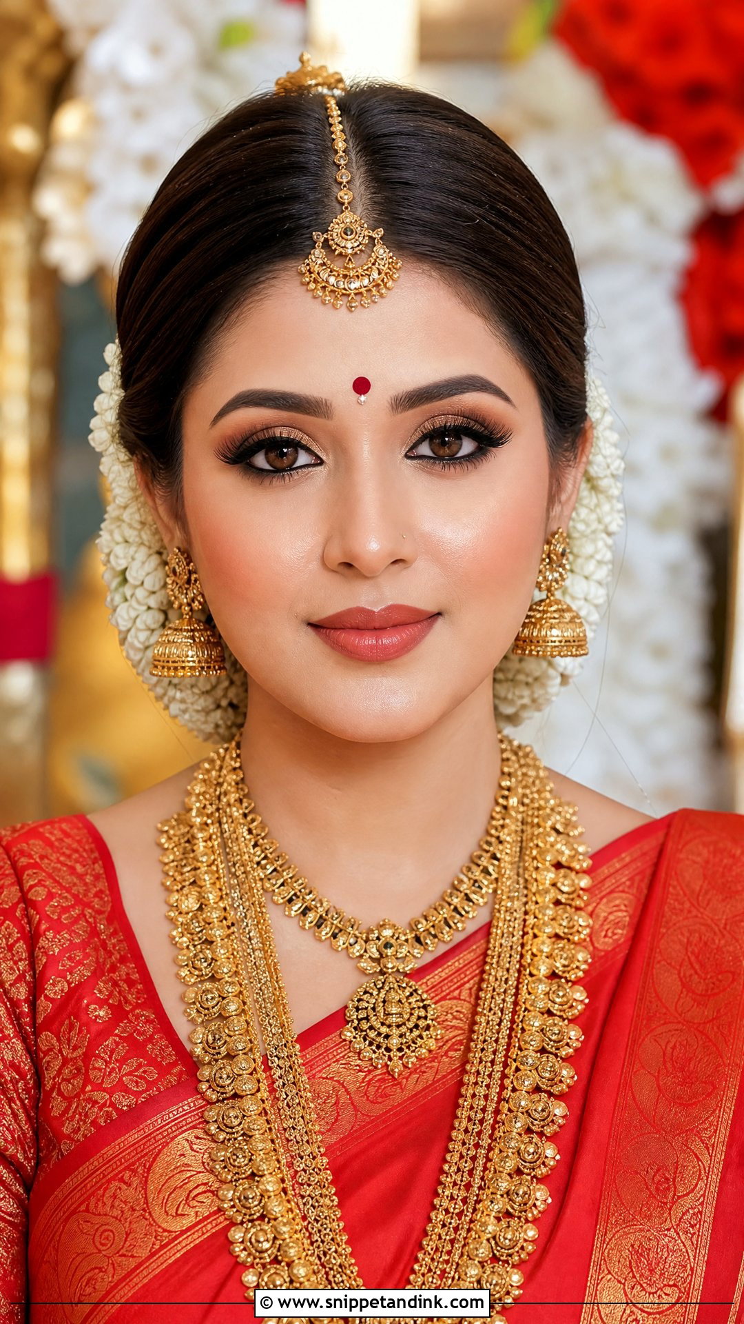 South Indian Bridal Makeup With Red Saree - Snippet and Ink - 25 South Indian Bridal Makeup Ideas