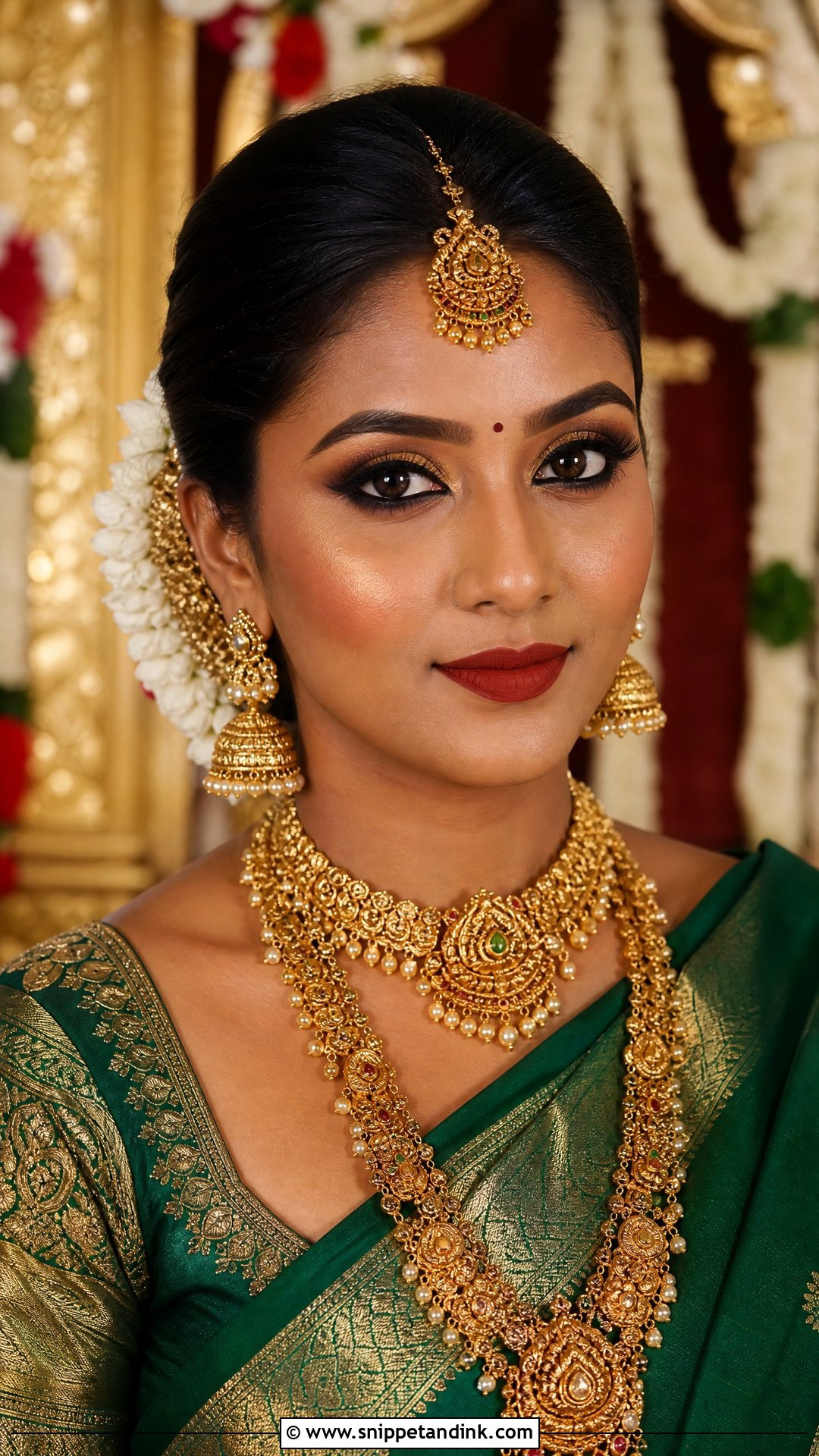 South Indian Bridal Makeup With Temple Jewelry - Snippet and Ink - 25 South Indian Bridal Makeup Ideas
