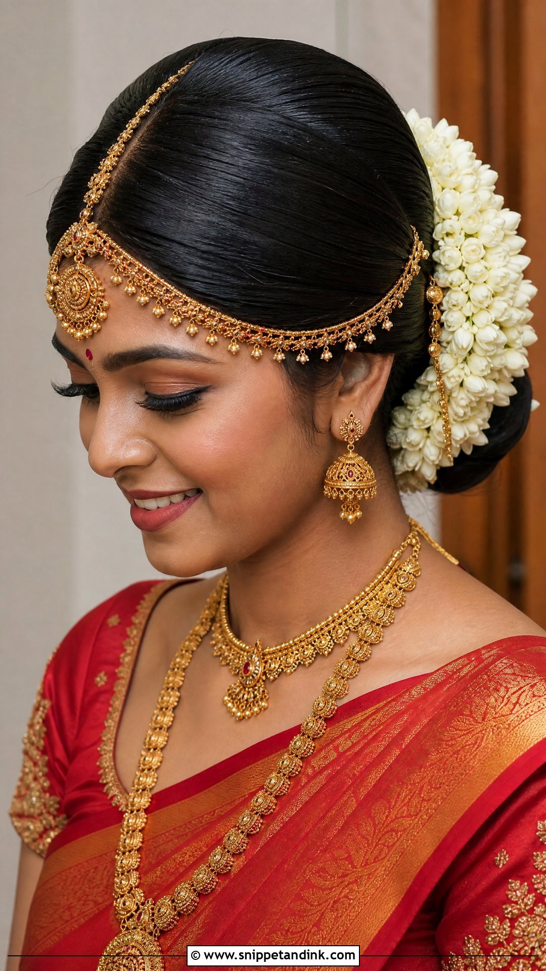 South Indian Bridal Matha Patti Hairstyle - Snippet and Ink - 20 South Bride Hairstyle Ideas