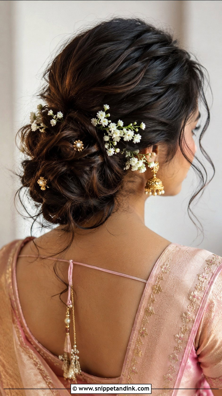 South Indian Bridal Messy Bun - Snippet and Ink - 15 South Indian Bride Bun Hairstyle Ideas