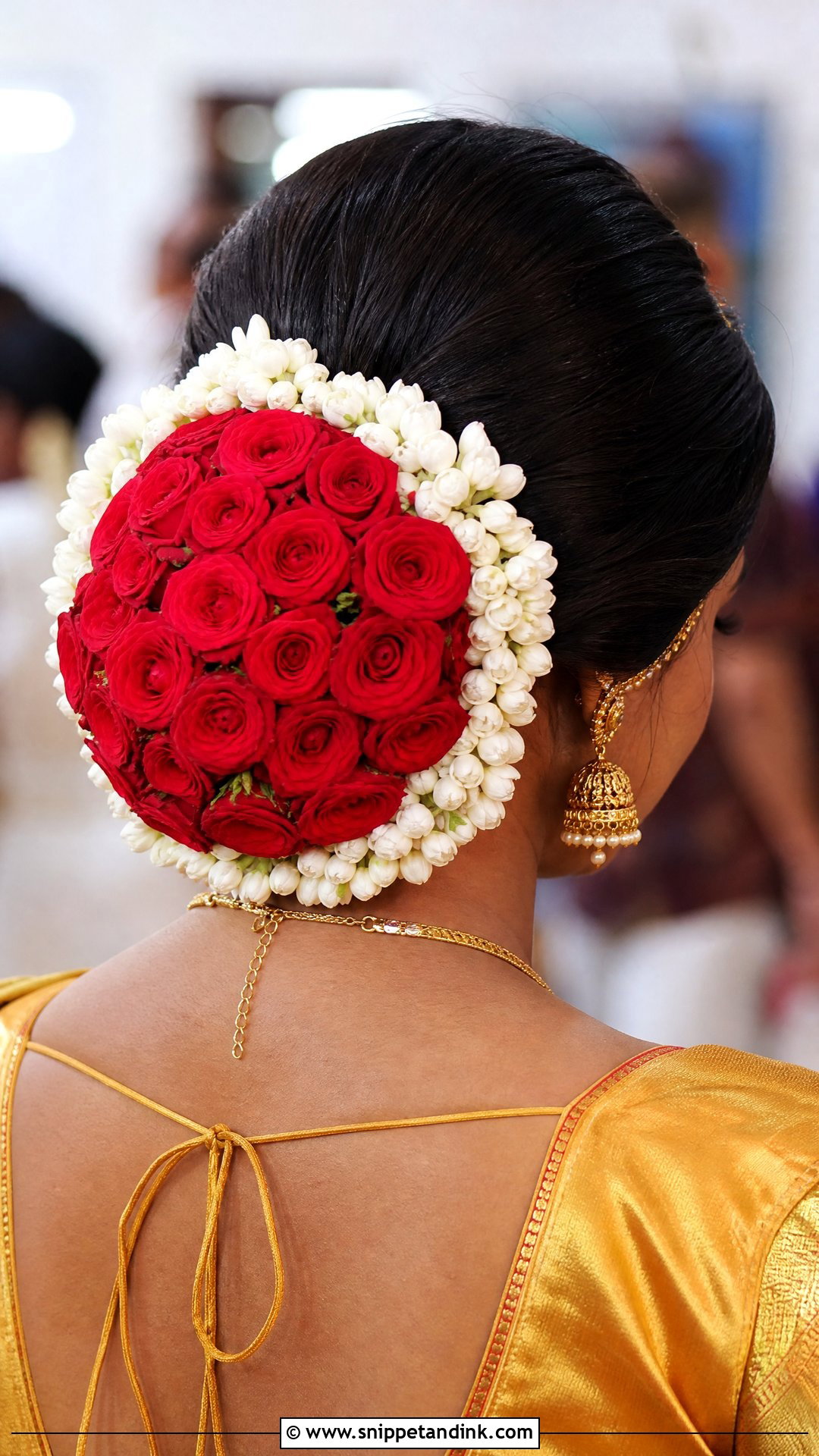 South Indian Bridal Rose Bun - Snippet and Ink - 20 South Bride Hairstyle Ideas