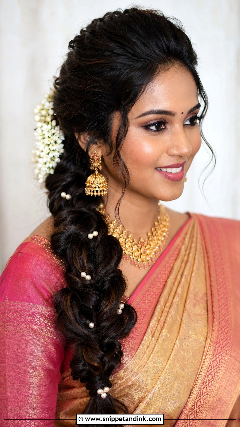 South Indian Bridal Side Braid - Snippet and Ink - 15 South Bridal Hairstyle Ideas