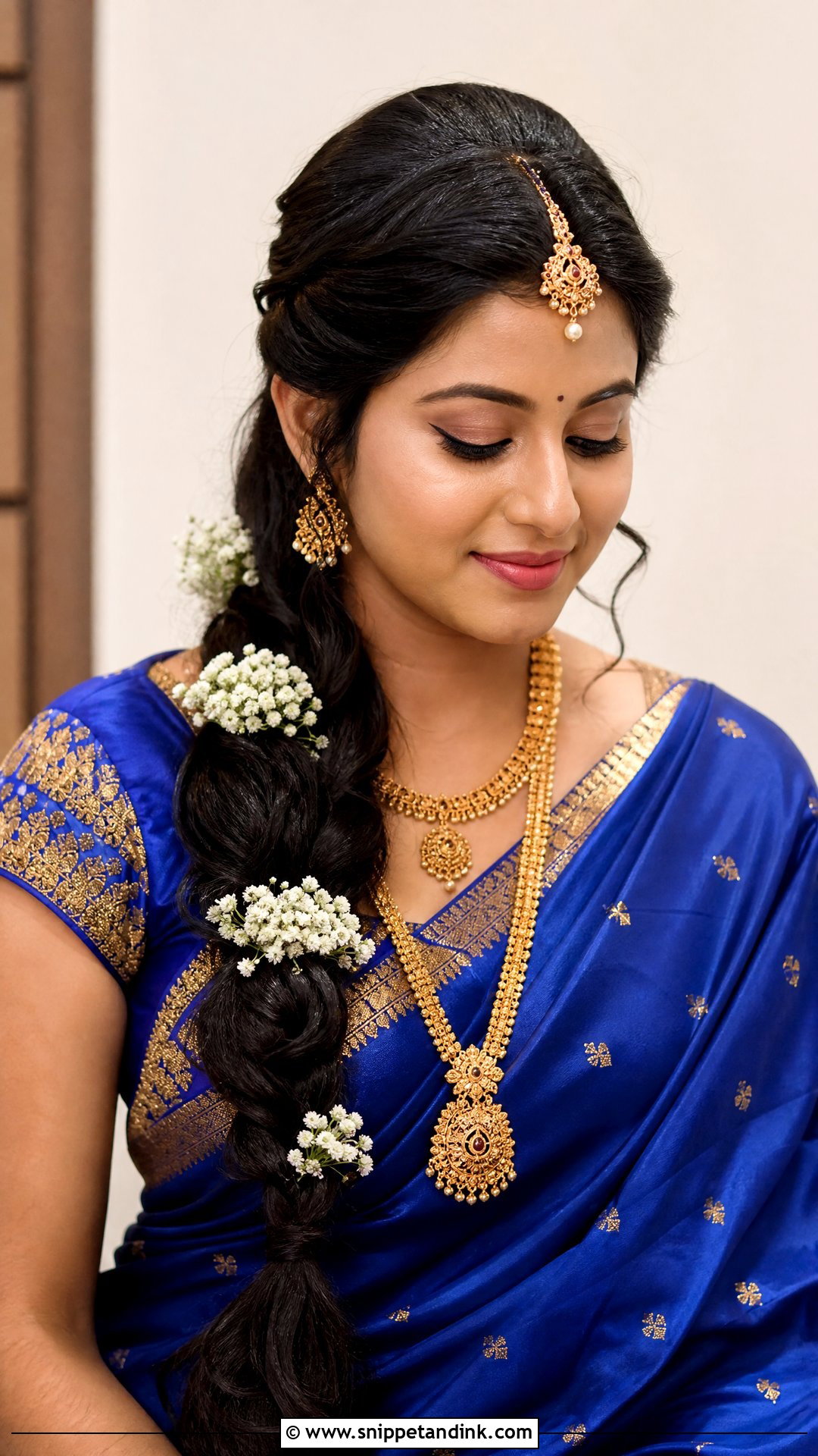 South Indian Bridal Side Braid - Snippet and Ink - 20 South Bride Hairstyle Ideas
