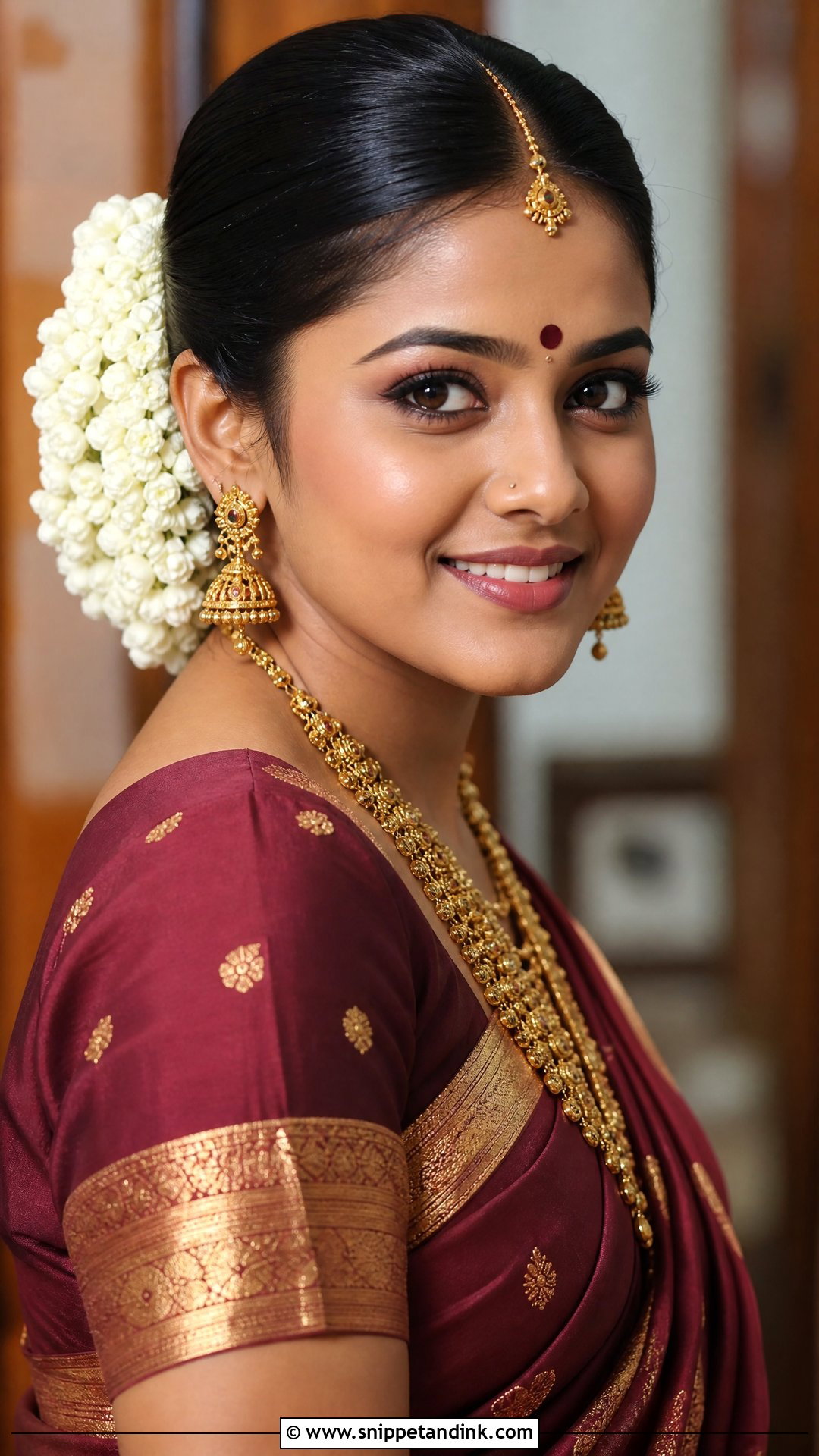 South Indian Bridal Sleek Bun - Snippet and Ink - 20 South Bride Hairstyle Ideas