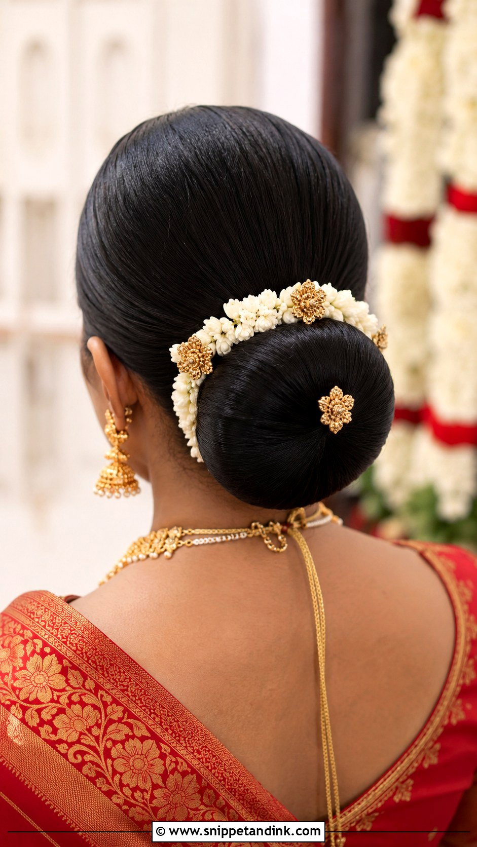 South Indian Bridal Sleek Bun - Snippet and Ink - 15 South Bridal Hairstyle Ideas