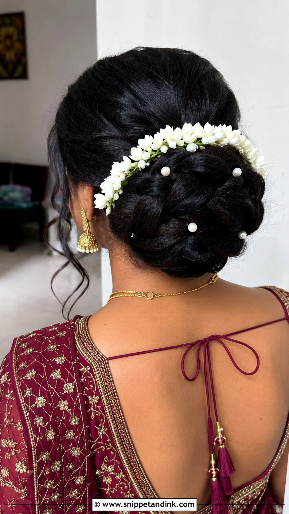 South Indian Bridesmaid Braided Bun - Snippet and Ink - 20 South Indian Bridesmaid Hairstyle Ideas