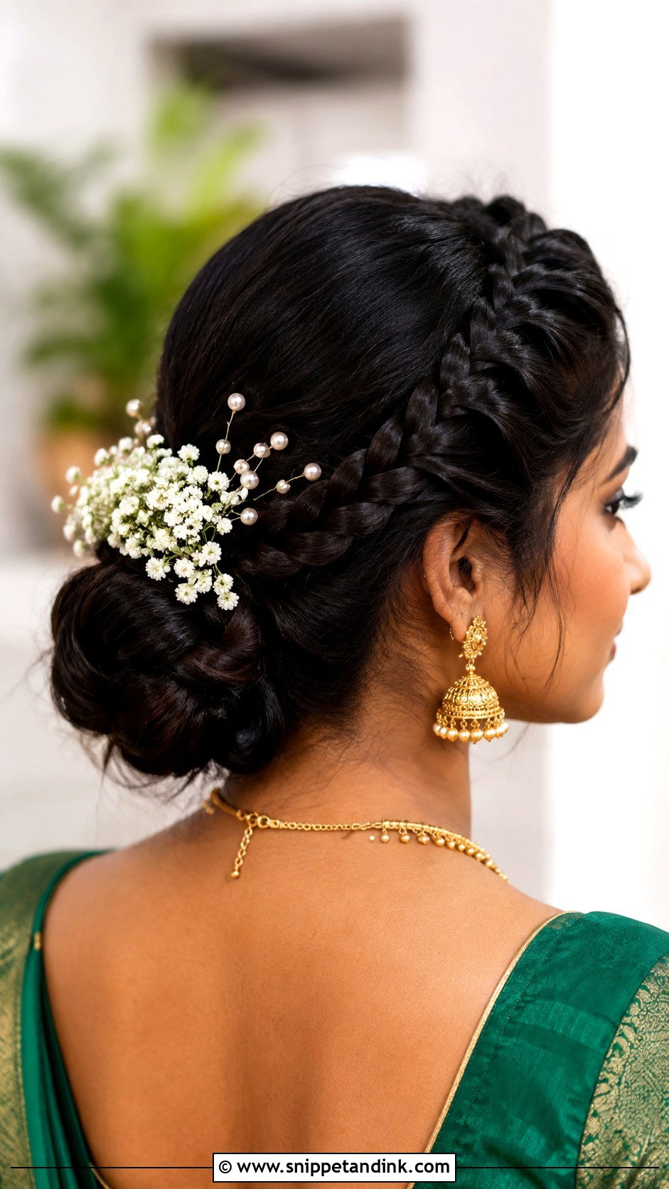 South Indian Bridesmaid Crown Braid Bun - Snippet and Ink - 20 South Indian Bridesmaid Hairstyle Ideas