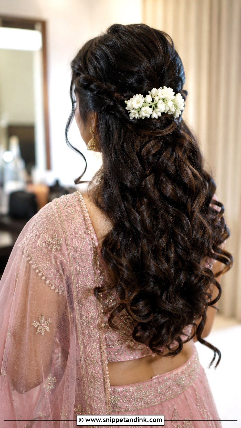 South Indian Bridesmaid Half Up Curls - Snippet and Ink - 20 South Indian Bridesmaid Hairstyle Ideas