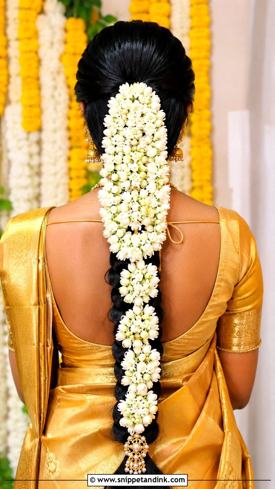 South Indian Bridesmaid Jasmine Braid - Snippet and Ink - 20 South Indian Bridesmaid Hairstyle Ideas