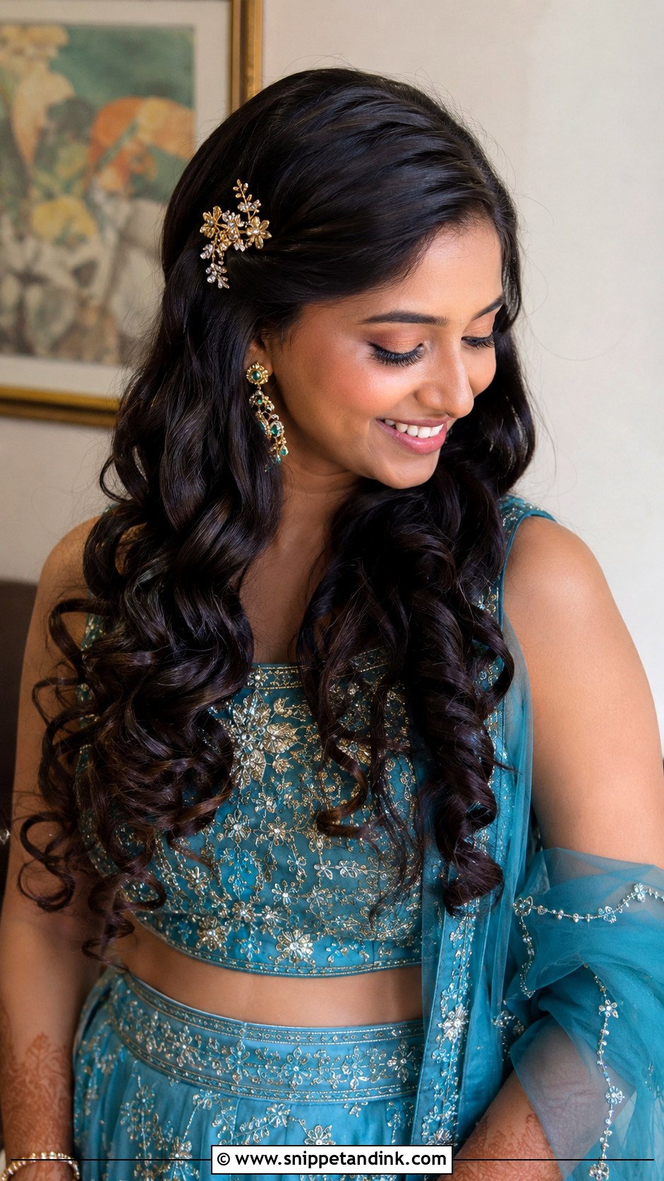 South Indian Bridesmaid Open Curls - Snippet and Ink - 20 South Indian Bridesmaid Hairstyle Ideas