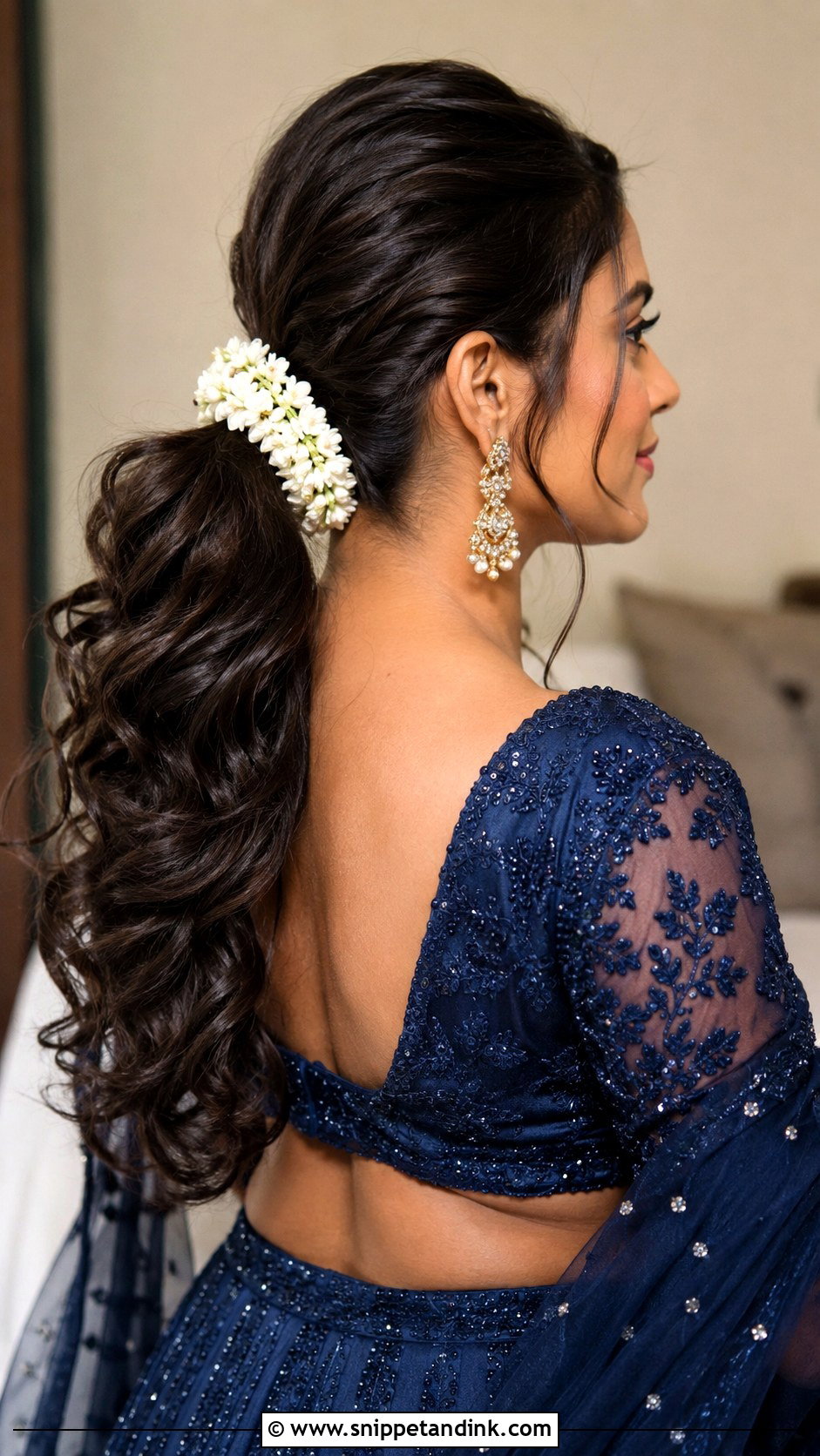 South Indian Bridesmaid Ponytail With Curls - Snippet and Ink - 20 South Indian Bridesmaid Hairstyle Ideas