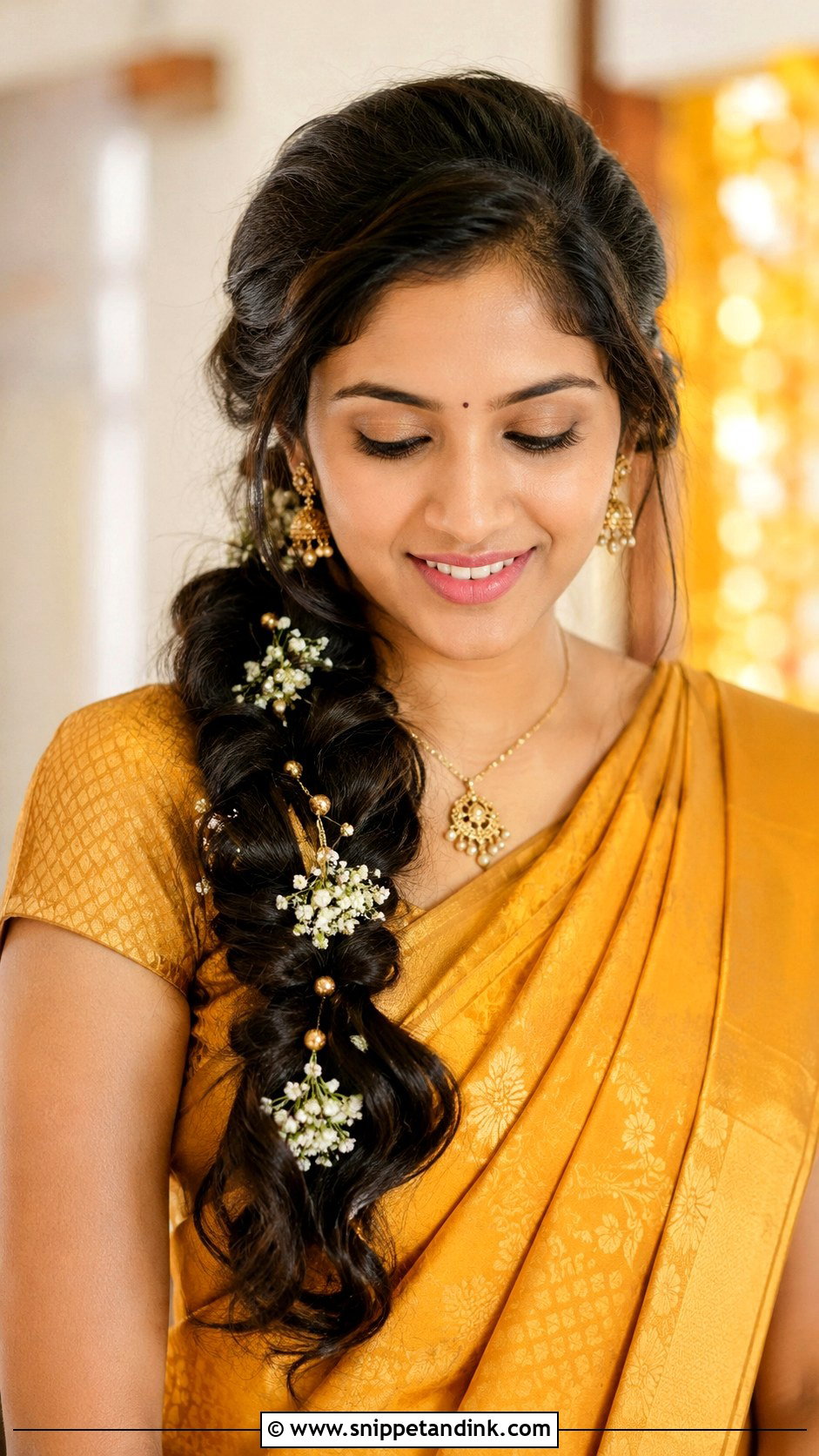 South Indian Bridesmaid Side Braid - Snippet and Ink - 20 South Indian Bridesmaid Hairstyle Ideas