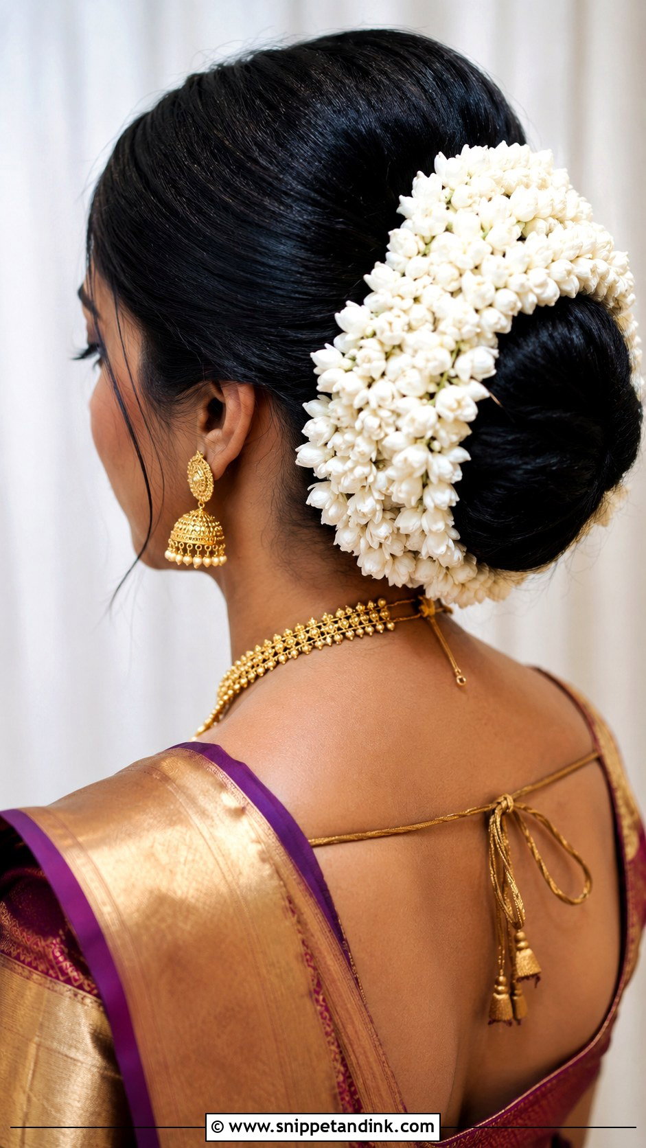 South Indian Bun With Jasmine - Snippet and Ink - 30 Indian Bridal Bun Hairstyles