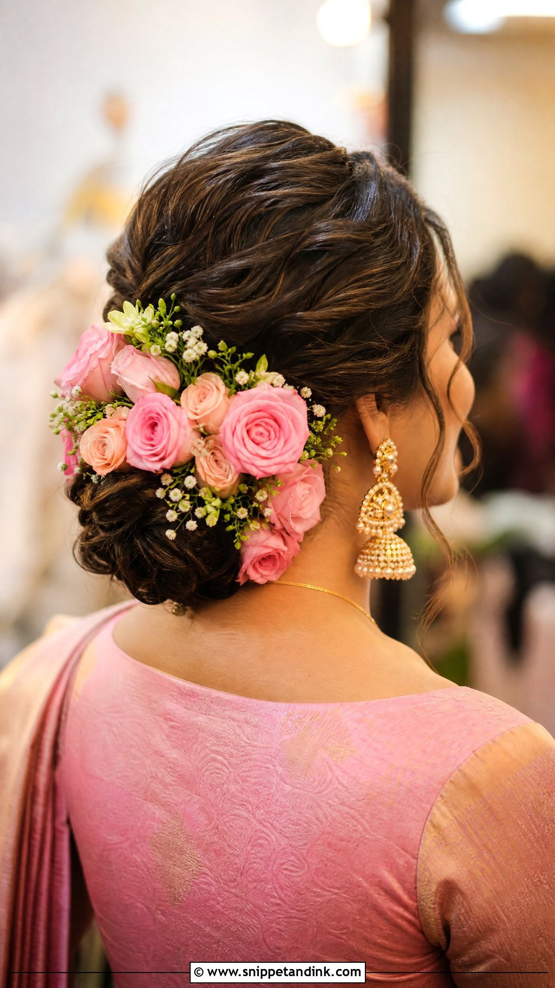 South Indian Floral Bun With Roses - Snippet and Ink - 20 Bridal Muhurtham Hairstyle Ideas