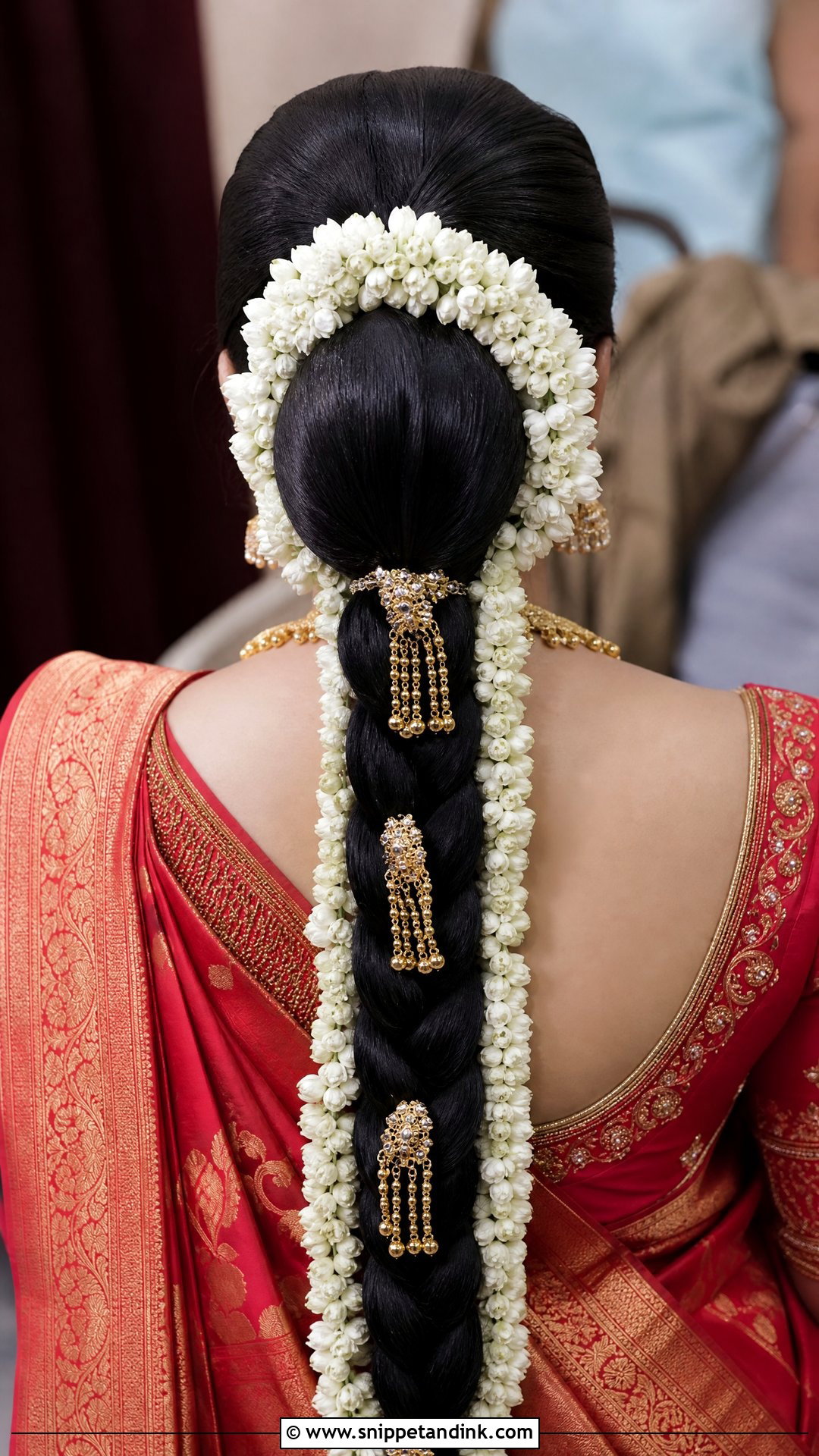 South Indian Jasmine Braid for Long Hair - Snippet and Ink - 20 Indian Bridal Braids for Long Hair