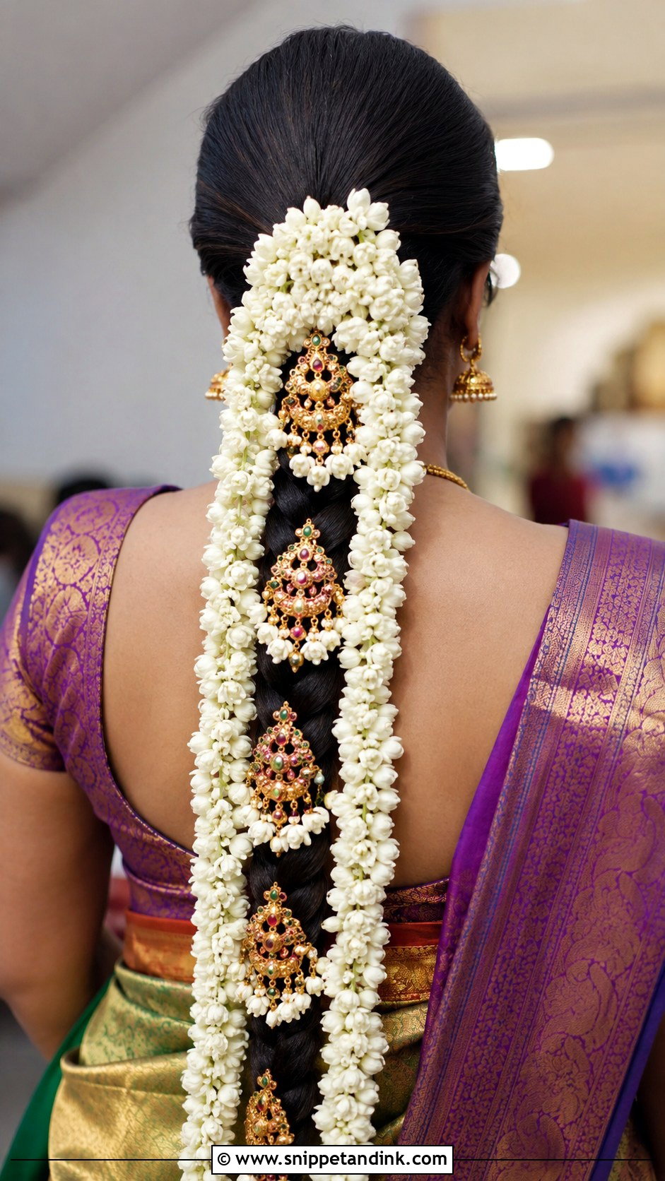 South Indian Jasmine Braid - Snippet and Ink - 20 Indian Hairstyles for Marriage Function