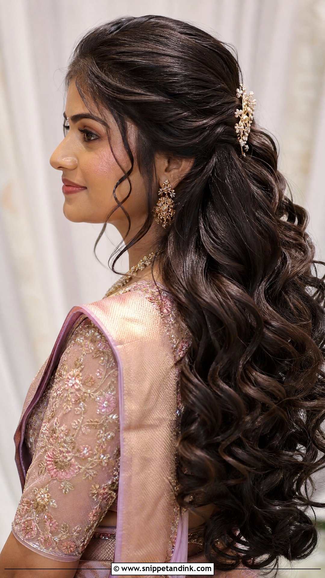 South Indian Reception Curls - Snippet and Ink - 20 South Indian Wedding Bridal Hairstyle Ideas