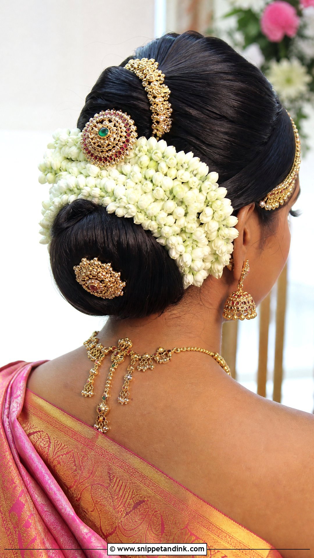 South Indian Temple Bun with Flowers - Snippet and Ink - 20 Indian Flower Bridal Bun Hairstyles