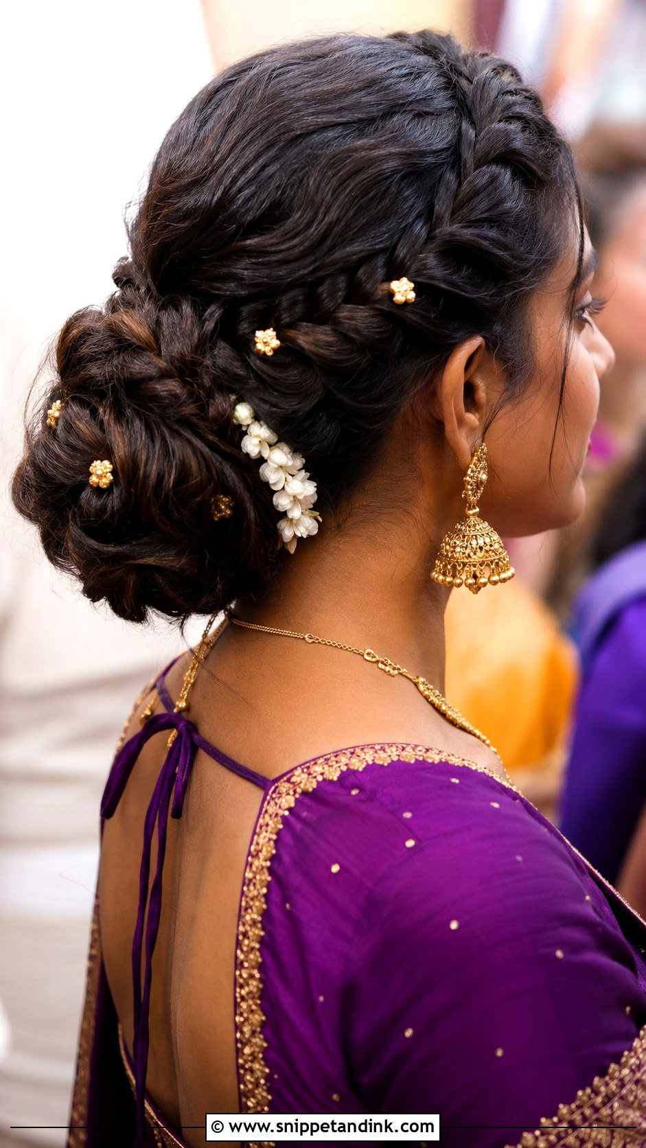 South Indian Wedding Guest Braided Bun - Snippet and Ink - 15 South Indian Wedding Guest Hairstyles