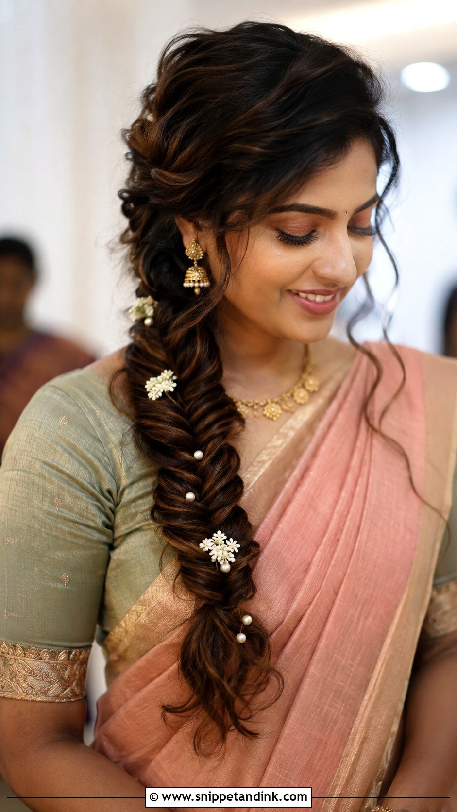 South Indian Wedding Guest Fishtail Braid - Snippet and Ink - 15 South Indian Wedding Guest Hairstyles