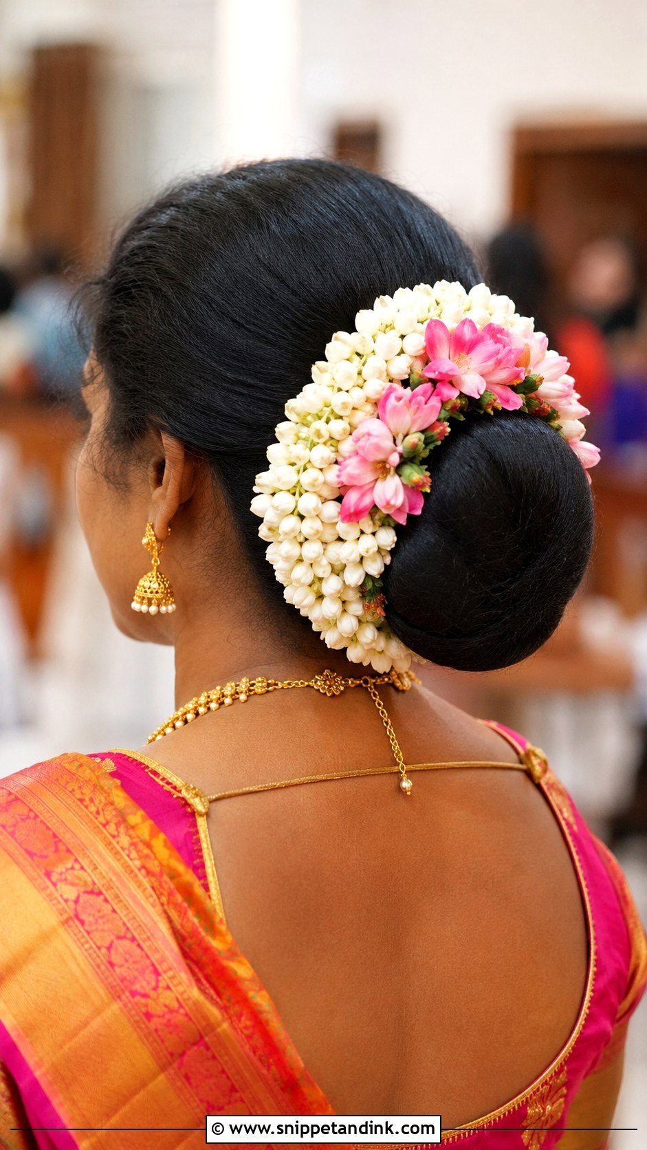 South Indian Wedding Guest Flower Bun - Snippet and Ink - 15 South Indian Wedding Guest Hairstyles