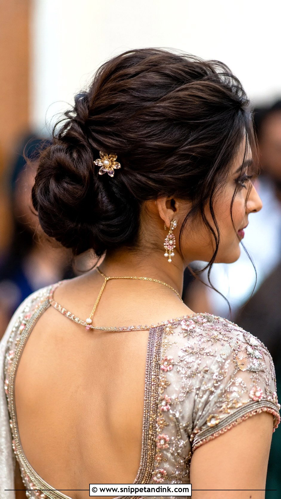 South Indian Wedding Guest Messy Bun - Snippet and Ink - 15 South Indian Wedding Guest Hairstyles