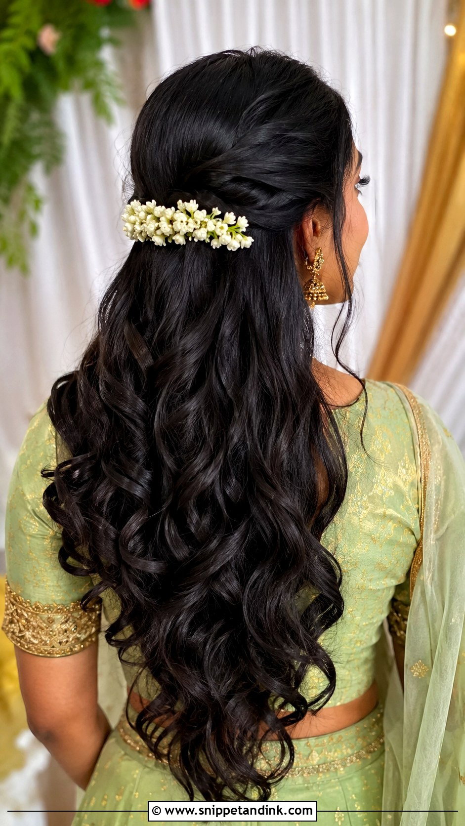 South Indian Wedding Guest Open Hair With Gajra - Snippet and Ink - 15 South Indian Wedding Guest Hairstyles