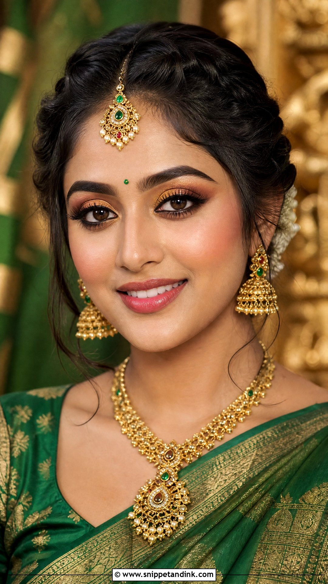 South Indian Wedding Makeup With Gold Eyes - Snippet and Ink - 20 South Indian Wedding Makeup Ideas