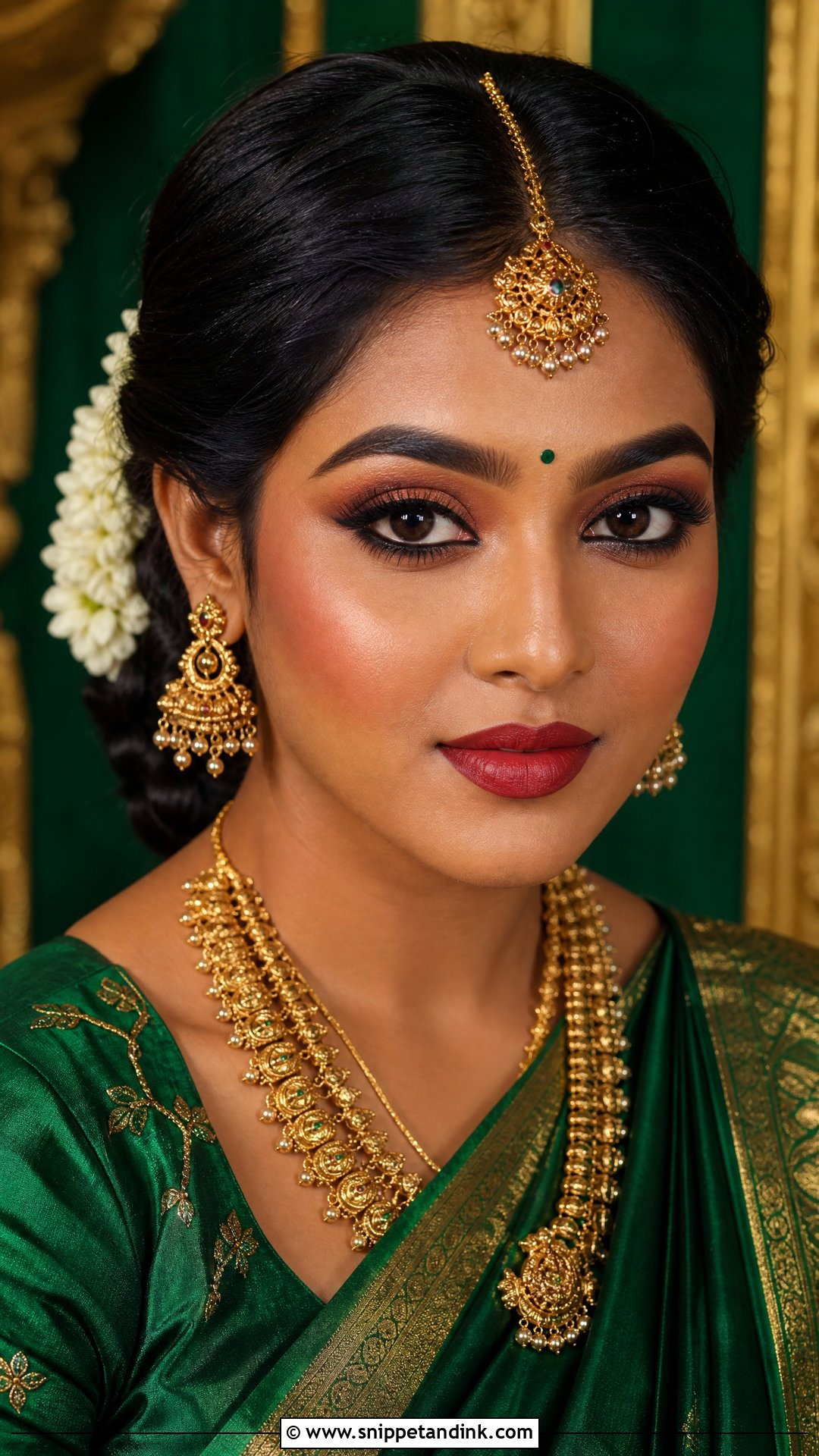 South Indian Wedding Makeup With Green Saree - Snippet and Ink - 20 South Indian Wedding Makeup Ideas