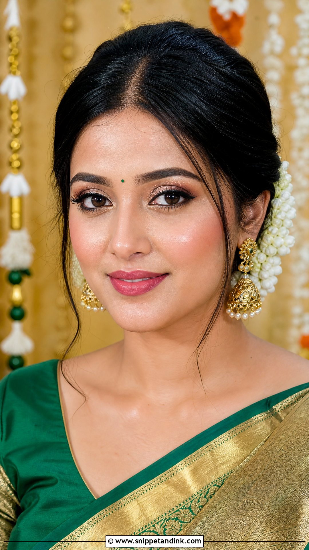 South Indian Wedding Makeup With Jasmine Hair - Snippet and Ink - 20 South Indian Wedding Makeup Ideas