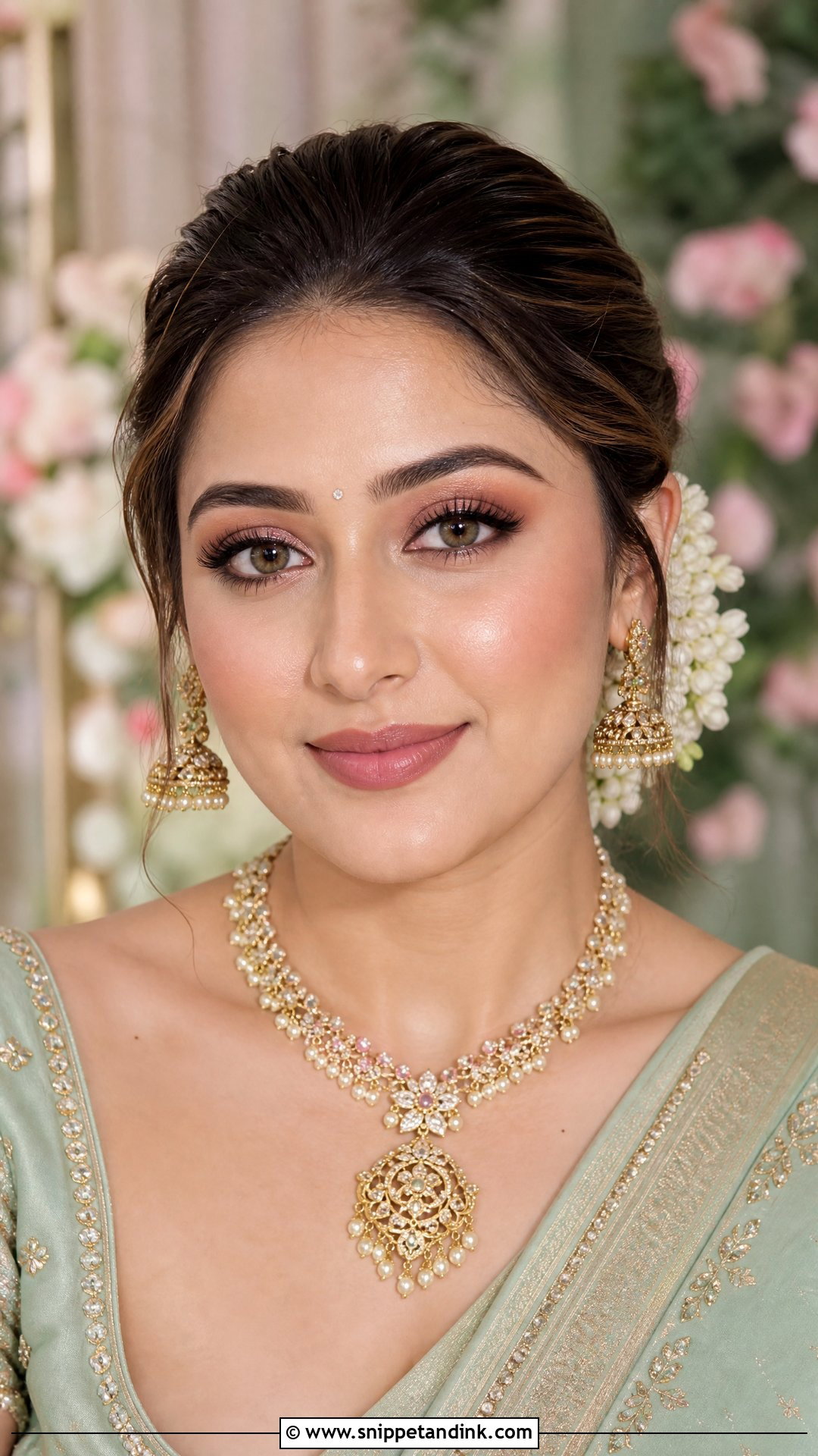 South Indian Wedding Makeup With Pastel Saree - Snippet and Ink - 20 South Indian Wedding Makeup Ideas